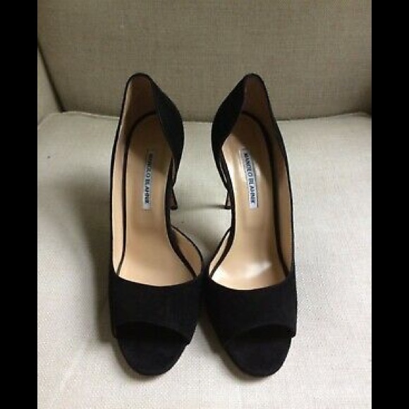 Manolo Blahnik Pumps D’Orsay Black Suede Stretsy - Picture 3 of 8